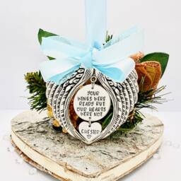 Personalised Memorial Ornament, Pet Loss Gift, Your Wings Were Ready Christmas Decoration, Dog Remembrance Cat Bauble Name - thumbnail 2