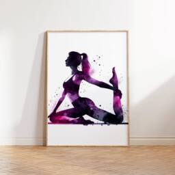 Pilates Wall Art Print - Set Of 3 Posters - Purple Watercolor Painting Artwork Picture Home Gifts Yoga Decor Poster - thumbnail 3