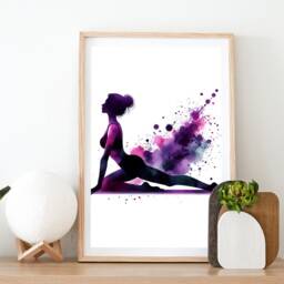 Pilates Wall Art Print - Set Of 3 Posters - Purple Watercolor Painting Artwork Picture Home Gifts Yoga Decor Poster - thumbnail 2