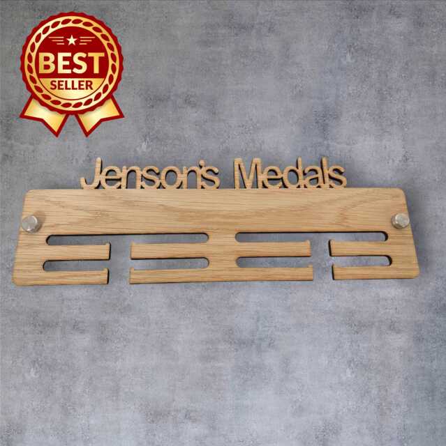 Personalised All Medals Medal Hanger - Wood Colours, Custom Name & Colour - image 1
