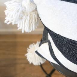 "20x20 Black & White Striped Mudcloth Tassel Pillow Cover ""Landyn" - thumbnail 3