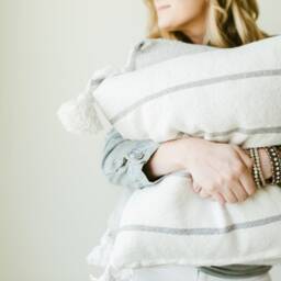 "20x20 Black & White Striped Mudcloth Tassel Pillow Cover ""Landyn" - thumbnail 4