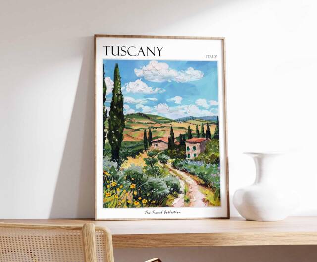 Tuscany Travel Poster Italian Landscape Art Print - image 1