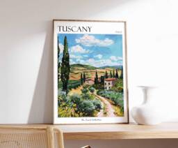 Tuscany Travel Poster Italian Landscape Art Print - thumbnail 1