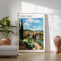 Tuscany Travel Poster Italian Landscape Art Print - thumbnail 3