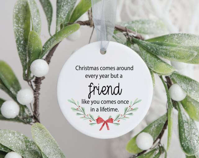 Personalised Friendship Christmas Gift For Bestie, Ceramic Friend Bauble Friendship Keepsake, Bestie Bauble - image 1