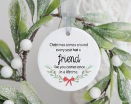 Personalised Friendship Christmas Gift For Bestie, Ceramic Friend Bauble Friendship Keepsake, Bestie Bauble - thumbnail 1