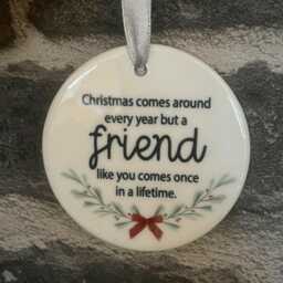 Personalised Friendship Christmas Gift For Bestie, Ceramic Friend Bauble Friendship Keepsake, Bestie Bauble - thumbnail 2