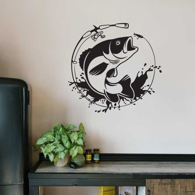 Fishing Wall Decal - Bass Jumping Decor For Your Man Cave - image 1