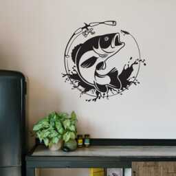Fishing Wall Decal - Bass Jumping Decor For Your Man Cave - thumbnail 1
