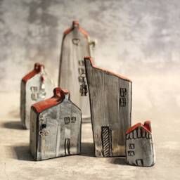 Rustic Ceramic Houses Set, Collectibles, Tiny Houses, Country Home Decor, House, Housewarming Gift - thumbnail 3
