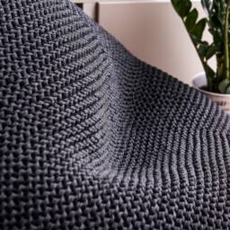 Cozy Memory Foam Bean Bag Chair, Knitted Black Floor Seating, Filled, Ready To Use - thumbnail 4