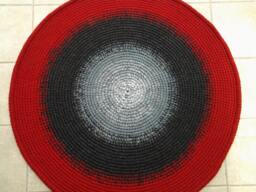 Handmade Wool Round Rug Modern Crochet Carpet, Custom Colors - thumbnail 1