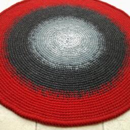 Handmade Wool Round Rug Modern Crochet Carpet, Custom Colors - thumbnail 2