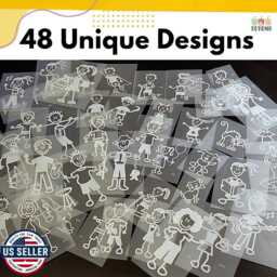 stick Figure Family Car Decals, 48 Piece Set With Pets - thumbnail 2