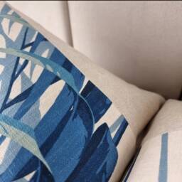 Palm House By Sanderson Handmade Cushion Cover Cotton Linen Eucalyptus/Blue & Cream Foliage Oasis Cushion/ Pillow Throw - thumbnail 4