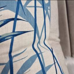 Palm House By Sanderson Handmade Cushion Cover Cotton Linen Eucalyptus/Blue & Cream Foliage Oasis Cushion/ Pillow Throw - thumbnail 3