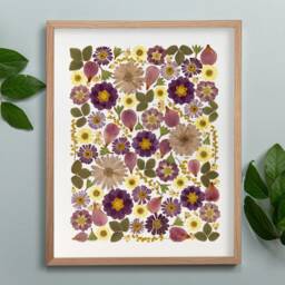 Pressed Real Flowers Framed, Handmade Home Decor, Original Wall Art, Floral Art in Frame & Mounted, Herbarium, Gifts - thumbnail 2