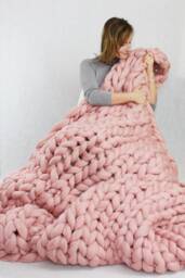 Chunky Knit Blanket, Super Giant Knit Blanket, Thick Yarn Bulky Knit, Merino Wool, Extreme Knitting