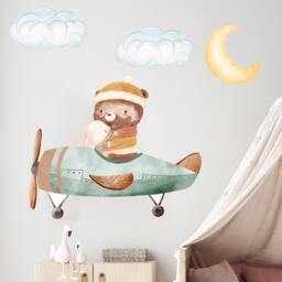 Bear & Bunny Airplane Wall Decal Nursery Decor - thumbnail 2