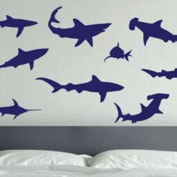 Aquatic Room Decor. Shark Die Cut Vinyl Wall Decal Stickers. Kids Room Decor. Children Room Ocean - thumbnail 3