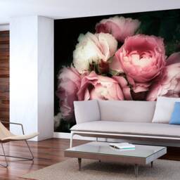 Pink Roses Wall Mural - Removable Vinyl Self Adhesive Wallpaper, Decal. Custom Size - thumbnail 3