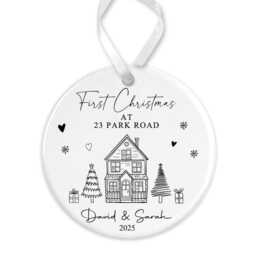 Personalised Christmas Bauble - First At New Home Bauble, 1st Decoration Keepsake Gift, Illustration - thumbnail 2