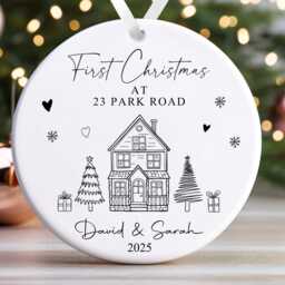 Personalised Christmas Bauble - First At New Home Bauble, 1st Decoration Keepsake Gift, Illustration - thumbnail 3