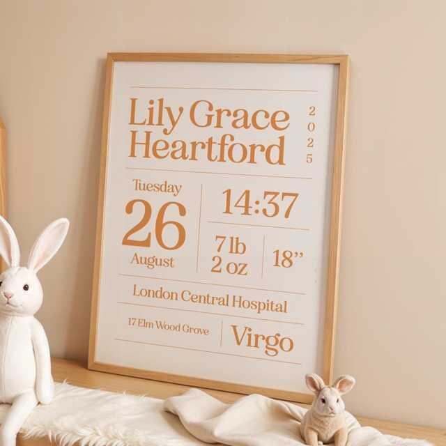 Personalised New Baby Print The Day You Were Born Gift Birth Details Christening For Newborn Custom Nursery Art Shower - image 1
