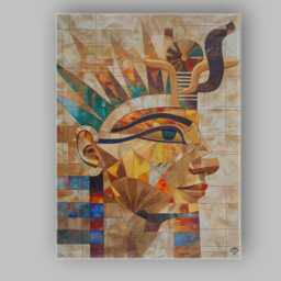 Ancient Egyptian Pharaoh Geometric Mosaic Portrait Canvas Wall Art Print Decor Picture Ready To Hang - thumbnail 1