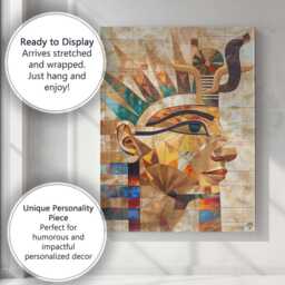 Ancient Egyptian Pharaoh Geometric Mosaic Portrait Canvas Wall Art Print Decor Picture Ready To Hang - thumbnail 3