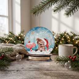 Personalised Baby First Christmas Wooden Bauble, Birchwood Snow Globe Keepsake Ornament - thumbnail 4