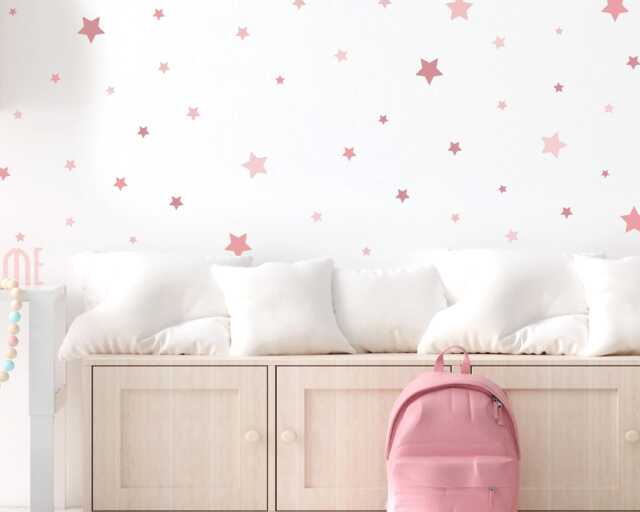 Pink Star Wall Decals Nursery & Kids Room Decor - 150 Pack - image 1