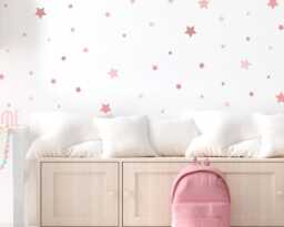 Pink Star Wall Decals Nursery & Kids Room Decor - 150 Pack - thumbnail 1