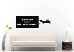 Teamwork Makes Dream Work Crop Duster Airplane Flying Sign Success Motivation Wall Sticker Decal Vinyl Mural Decor Art L2396 - thumbnail 1