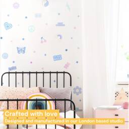Danish Pastel Wall Stickers - Preppy Decal For Girls Repositionable Fabric Peel & Stick Dopamine Decor - thumbnail 2