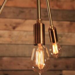 Large Antique Brass Sputnik Vintage Inspired Chandelier With Candelabra 1910 Edison Style Bulbs - thumbnail 3