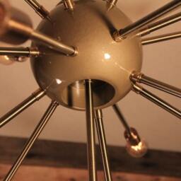Large Antique Brass Sputnik Vintage Inspired Chandelier With Candelabra 1910 Edison Style Bulbs - thumbnail 4
