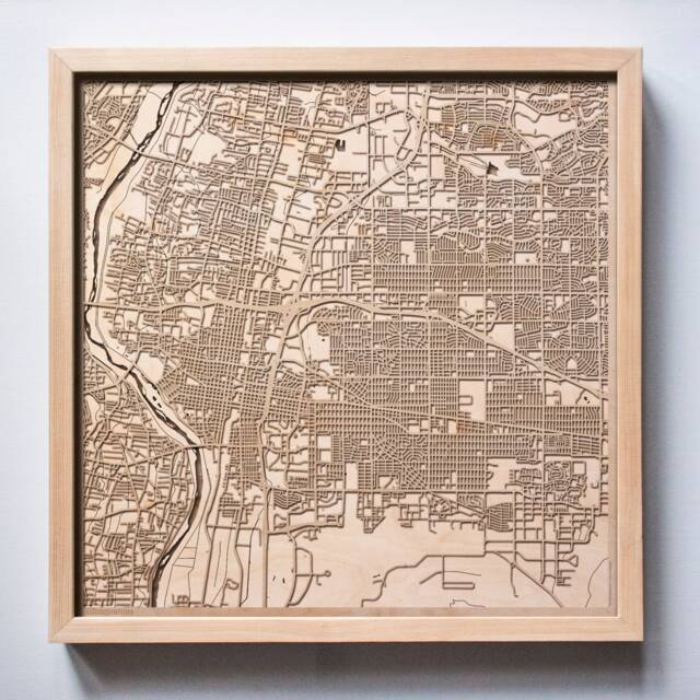Albuquerque Wooden Street Map - Laser Cut 3D Wood Framed Wall Art - image 1