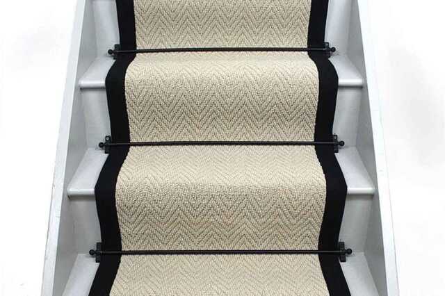 Cream Stitched Taped Edge Stair Runner