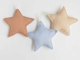 Pastel, Neutral Linen Fabric Stars Garland - Maritime Nursery, Baby, Kids Room Decor Sustainable Party, Home Decoration - thumbnail 1