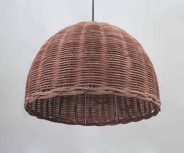 Rattan Pendant Light, Brown Ceiling Lights, Vintage Lighting Fixture, 2 Diameter Options - image 1