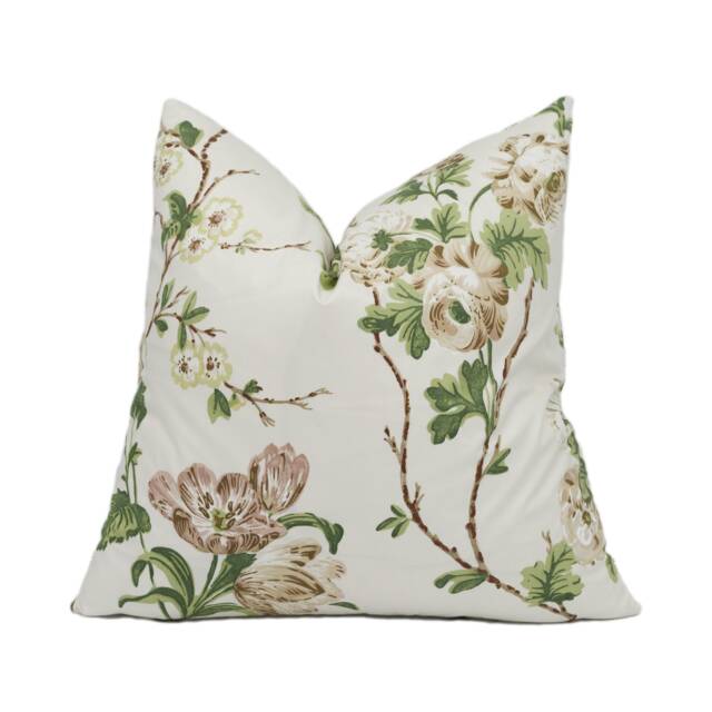 Schumacher - Betty Chintz Quiet Pink Lush Floral Cushion Cover Handmade Throw Pillow Designer Home D??cor - image 1