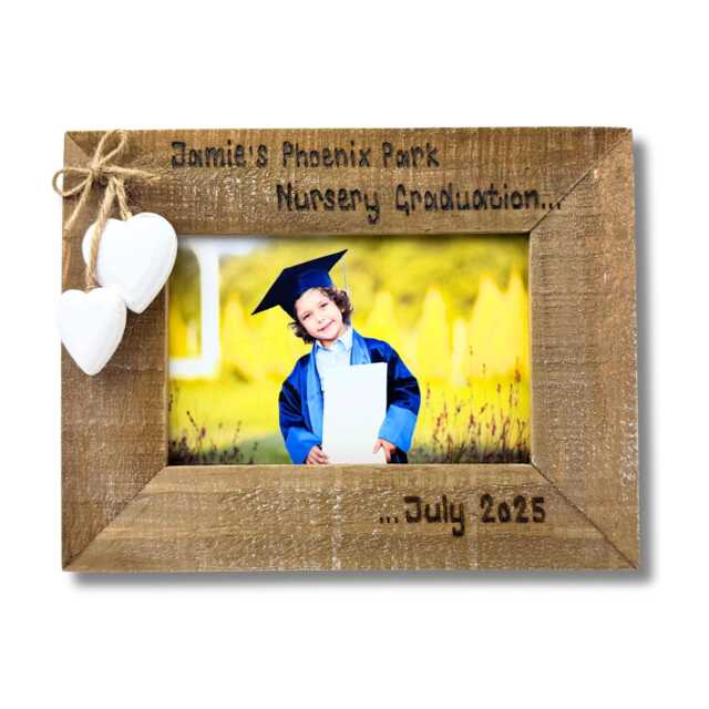 Pre-School/Nursery Graduation - Personalised Driftwood Photo Frame 6x4 - image 1