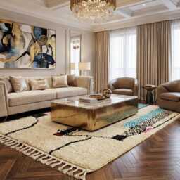 Modern Moroccan Azilal Rug - Abstract Wool Hand-Knotted Area Carpet - thumbnail 2