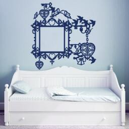 Wall Decals Photo Frame Heart Birds Butterflies Decal Vinyl Sticker Art Home Nursery Bedroom Interior Design Murals Ms476 - thumbnail 1