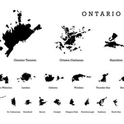 Ontario Cities Silhouette Map Print - thumbnail 2