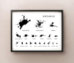 Ontario Cities Silhouette Map Print - thumbnail 1