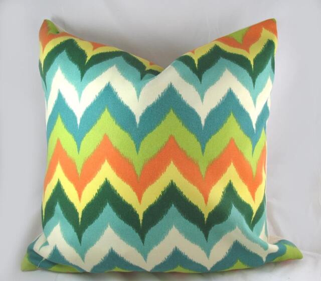 Teal Orange Chevron - Decorative Pillow Cushion Covers Accent Throw Indoor Outdoor - image 1