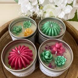Succulent Tin Candles - Decorative Gifts Birthday Christmas For Her Friendship Handmade Soy Wax Strong Scented - thumbnail 2